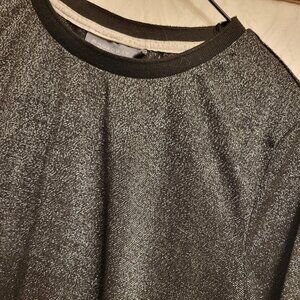 Broadway NYC Metallic Black Silver Sparkle Top Size M